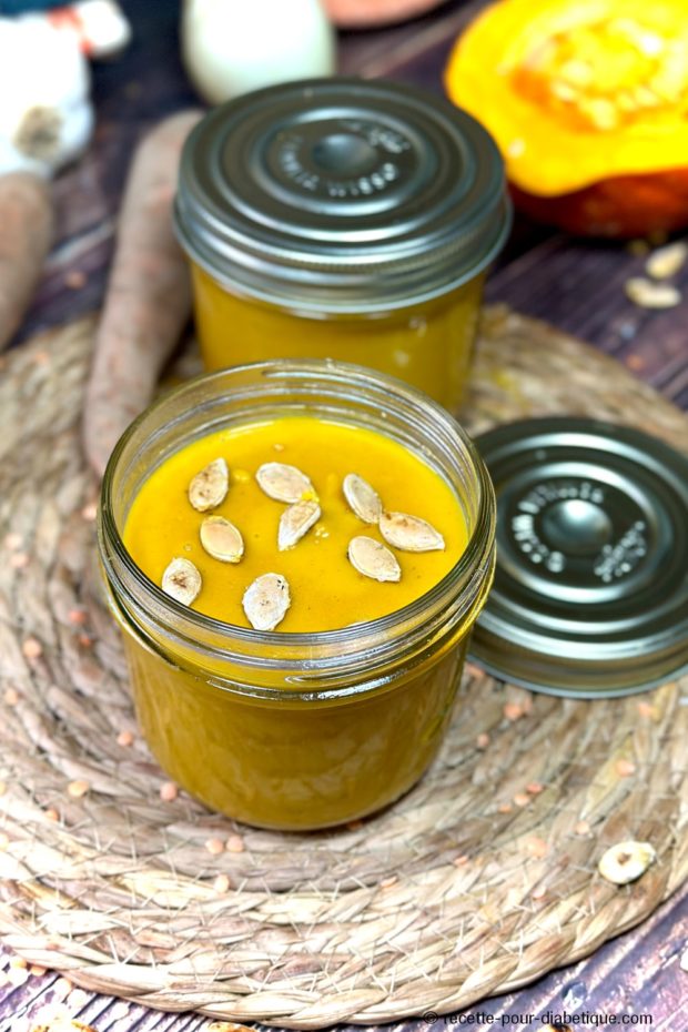 Velouté de Potimarron aux lentilles et Curry Coco