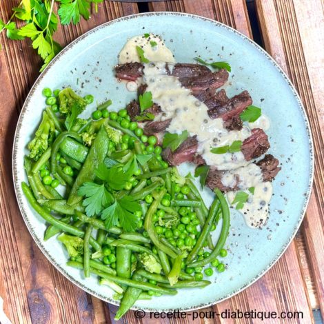 Boeuf sauce roquefort avec accompagnement ig bas