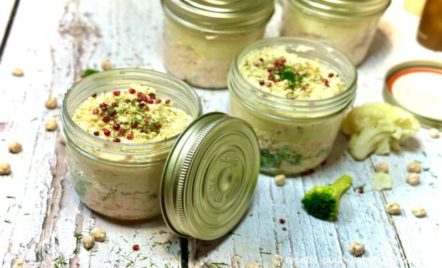 Parmentier ig bas Chou-fleur Pois chiches au Saumon