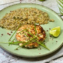Hachés de Saumon à la ciboulette et Risotto IG Bas