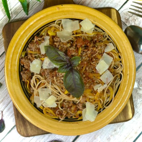 Pâtes complètes à la Bolognaise et Courgette