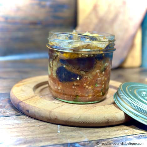 Confit d'aubergine aux restes d'agneau