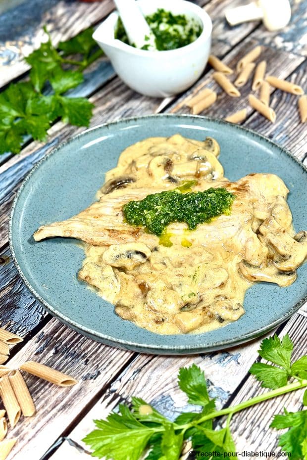 Escalope de veau à la crème et pesto