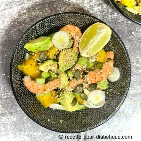 bowl avocat mangue crevette