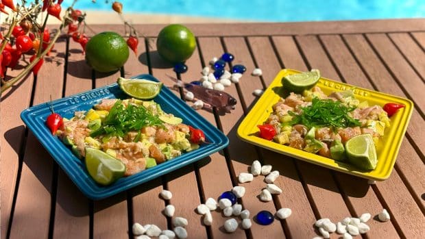Ceviche de saumon, avocat et mangue