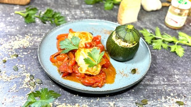 Morue à la piperade et courgettes farcies