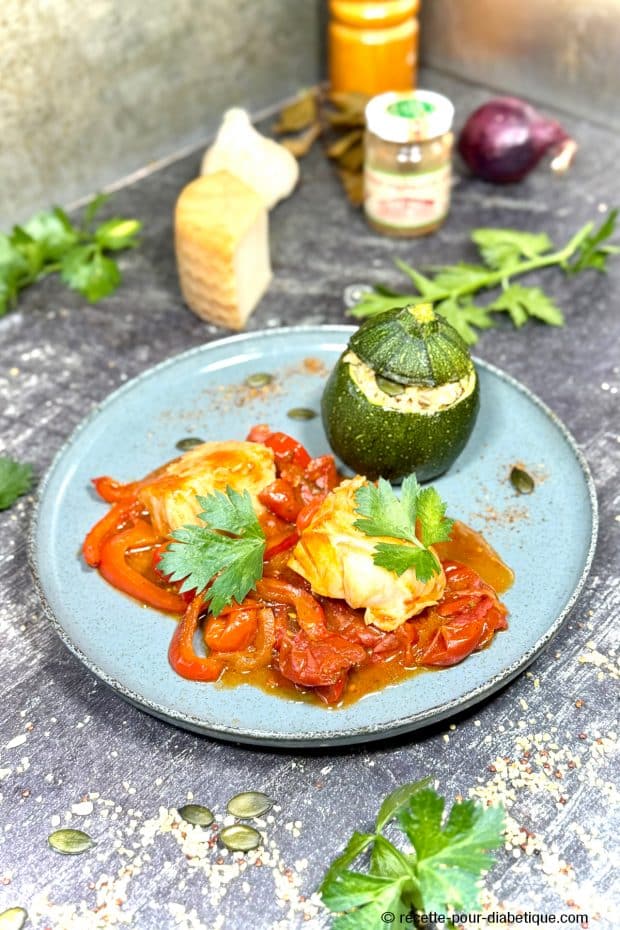 Morue piperade et courgettes