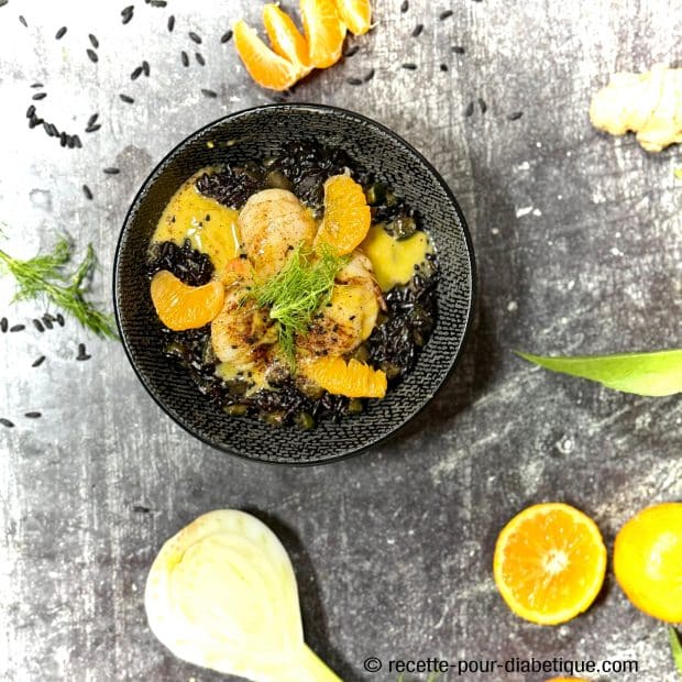 Risotto noir aux siant-jacques