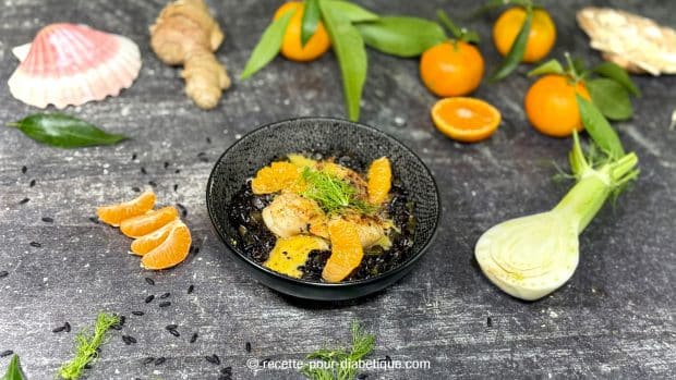 Risotto noir aux siant-jacques