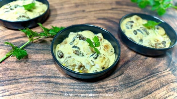 Cassolette de ris de veau et boudin blanc aux morilles