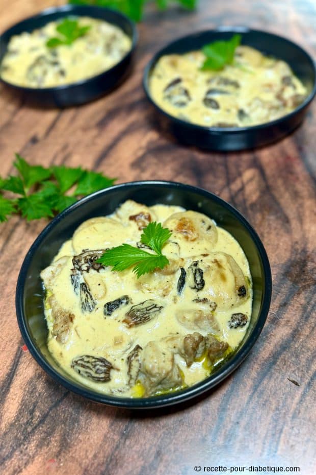 Ris de veau et boudin blanc sauce aux morilles