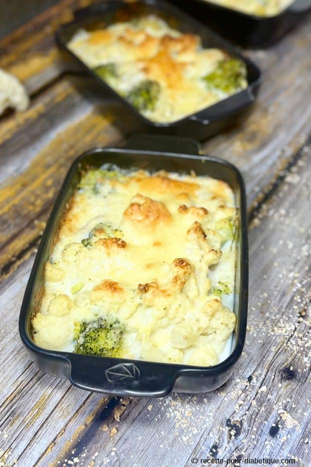 gratin chou-fleur, brocoli et cabillaud