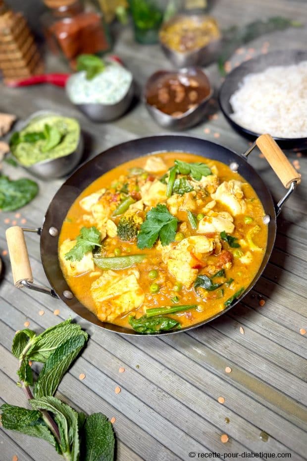 Curry de poisson aux épinards