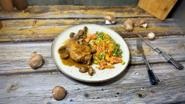 Cuisses de lapin aux champignons bruns