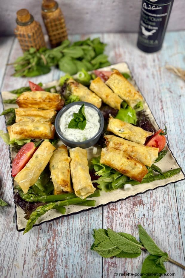 bricks au thon frais, feta, menthe