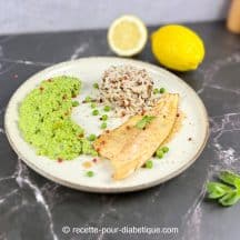Truite au beurre citron et purée de petits pois