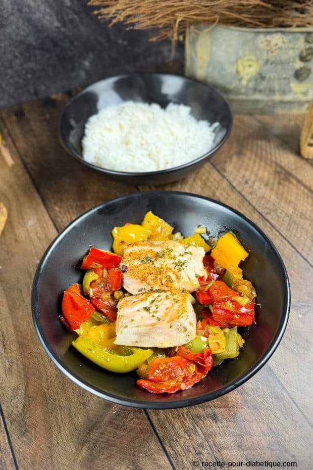pavé de saumon à la basquaise