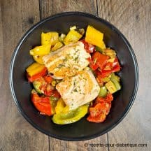 pavé de saumon à la basquaise aux poivrons